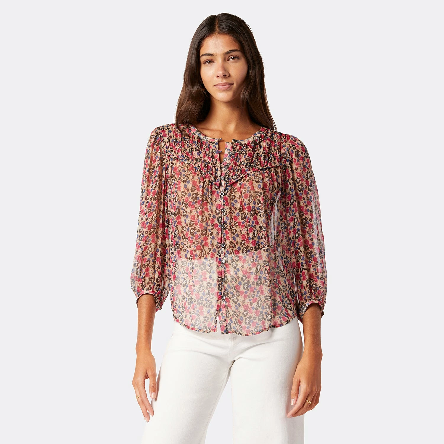 Joie Fanning Long Sleeve Silk Top 7 Joie Fanning Long Sleeve Silk Top - Image 7