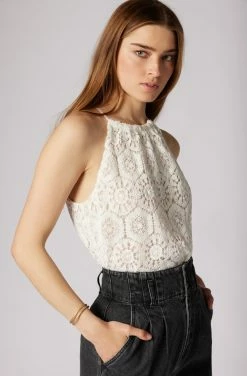 Joie Keegan Sleeveless Crochet Cotton Top