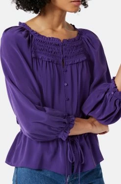 Joie Asseline Long Sleeve Silk Top -Joie Shop TP053557881 ACAI 6