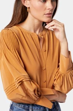 Joie Ivry Long Sleeve Silk Top -Joie Shop TP053697881 BRSG 6
